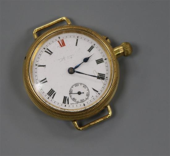 A gentlemans 1920s 18ct gold Borgel cased manual wind wrist watch.